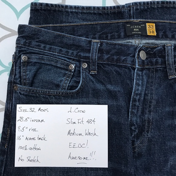 32X28.5”💙👖J. CREW! DARK! FADED!👖💙SLIM FIT 484! - Picture 6 of 8